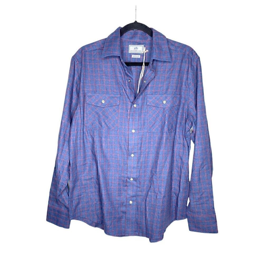 Southern Tide Shirt Size M Men's Long Sleeve Plaid Button Down Collared Pockets